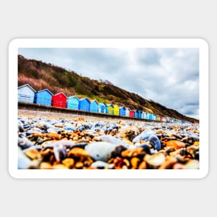 Cromer Beach Huts And Rocky Beach Sticker